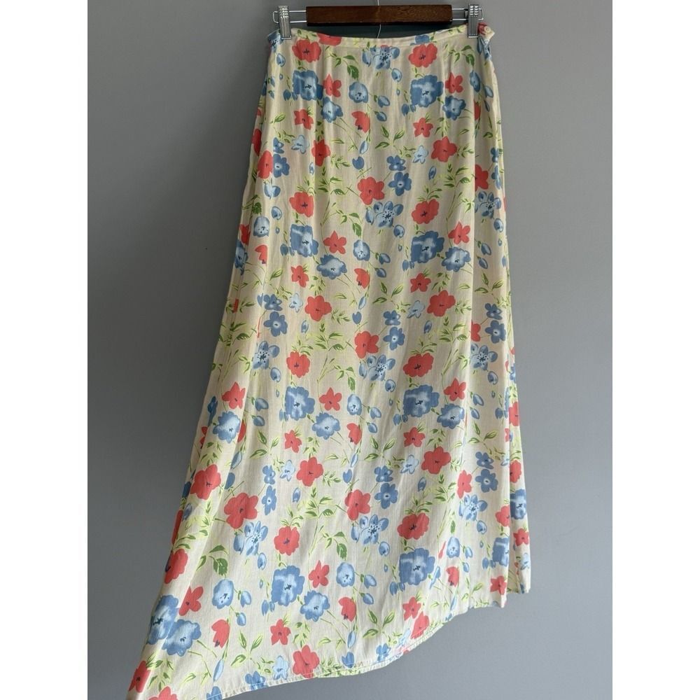 Vtg Y2K 90s Floral Maxi Skirt 10 Feminine Coquette Cottage Fairy Romantic Flowy